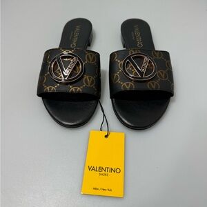 Valentino Carrie Logo Open Toe Sandals Black Women’s 6